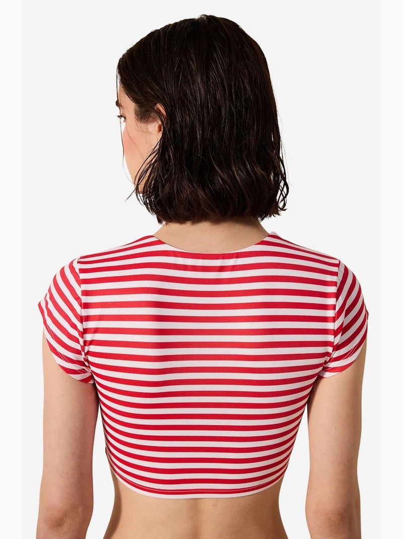 Finy tee top de bikini a rayas penti Blanco Rojo - Kiabi