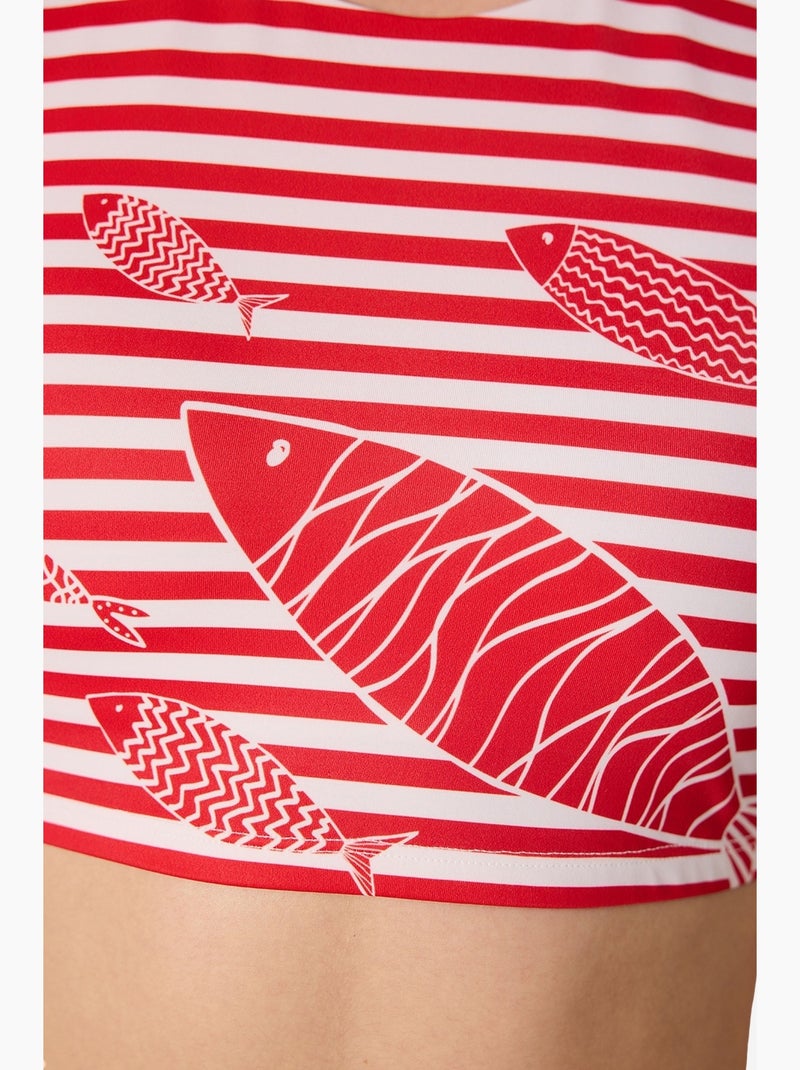 Finy tee top de bikini a rayas penti Blanco Rojo - Kiabi