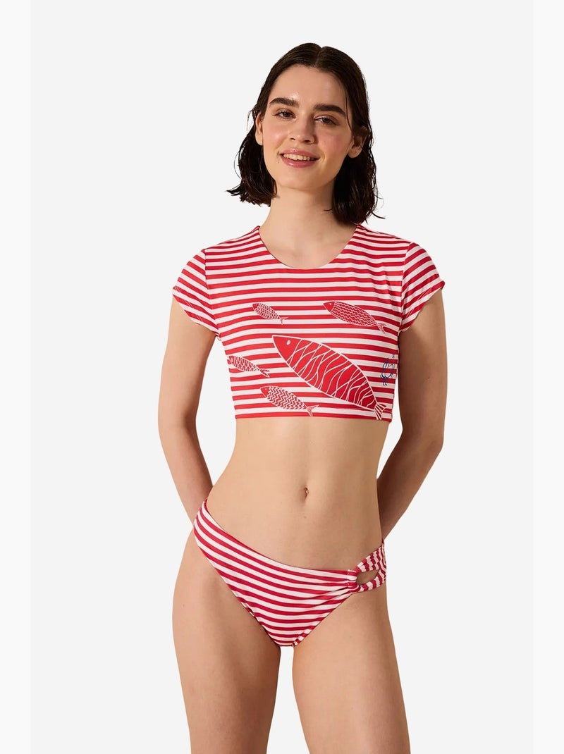 Finy tee top de bikini a rayas penti Blanco Rojo - Kiabi