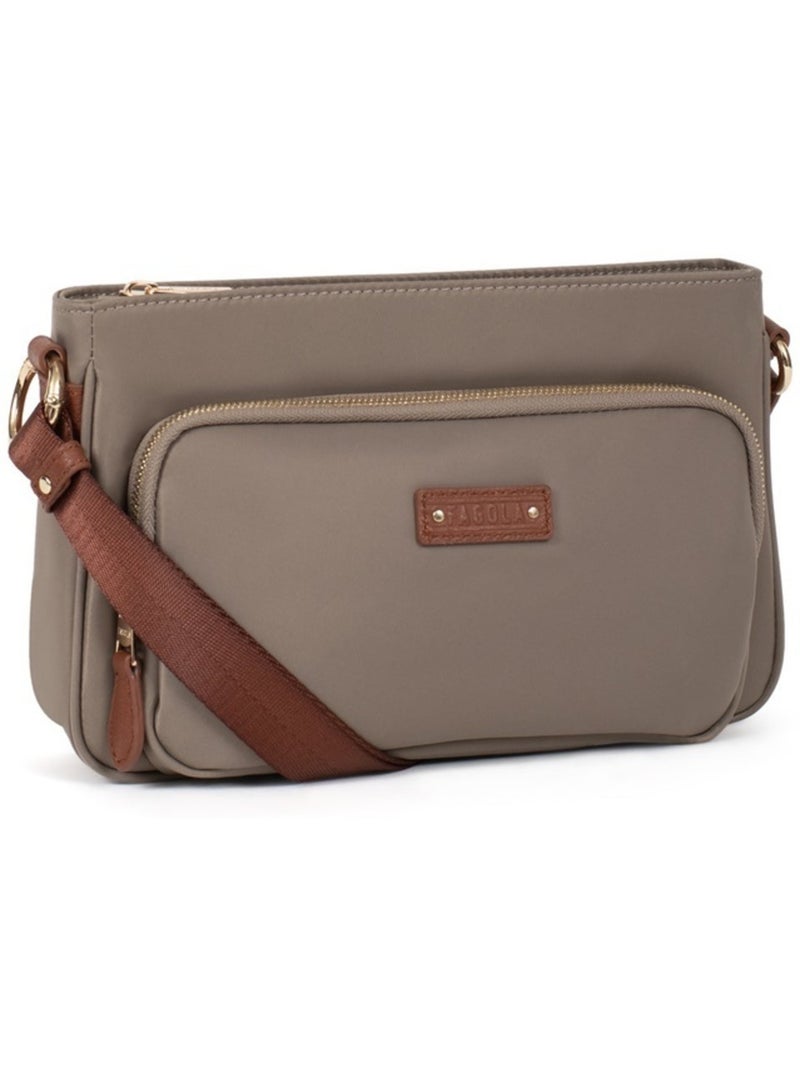 FIONA - Bolso bandolera - Material repelente al agua Marrón capuchino - Kiabi