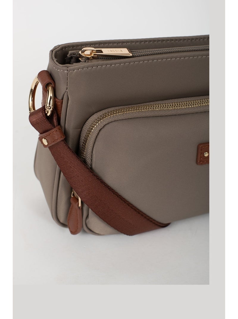 FIONA - Bolso bandolera - Material repelente al agua Marrón capuchino - Kiabi