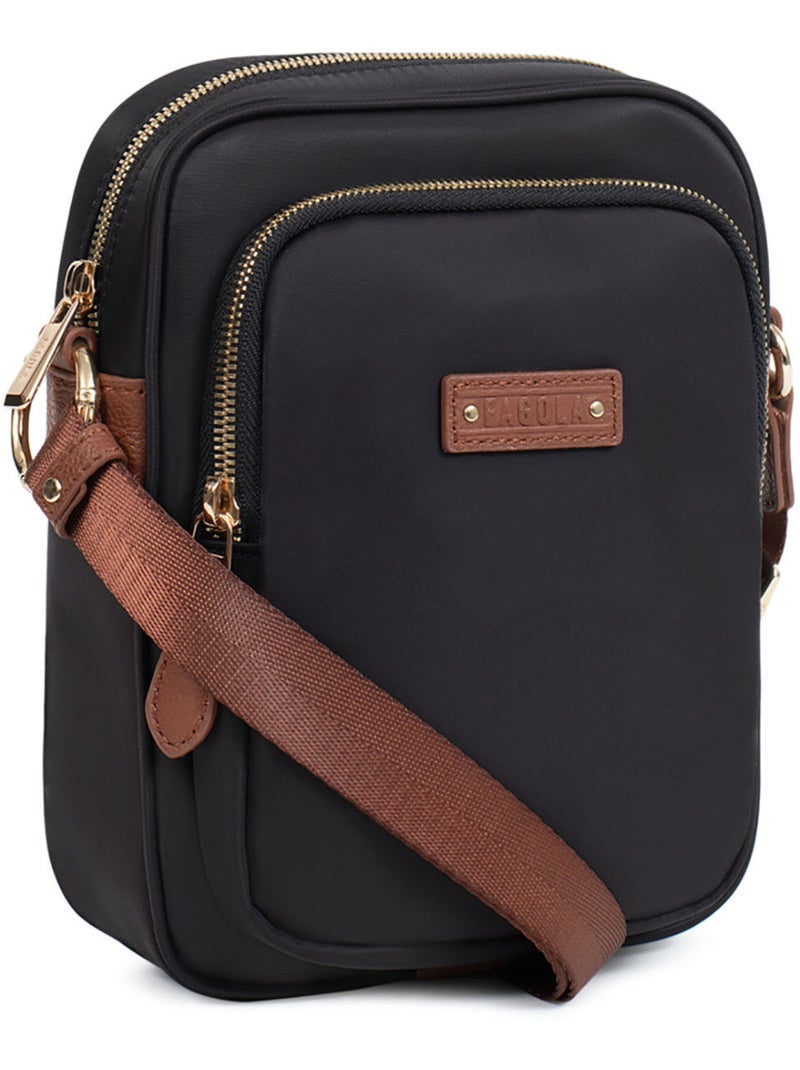 FIONA - Bolso bandolera - Material repelente al agua Negro Marrón - Kiabi