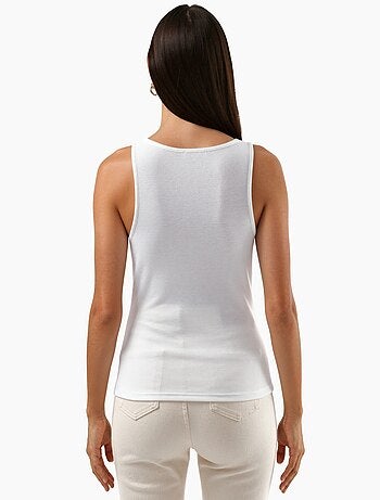 Fitted u collar knitted sleeveless tank top hiccup