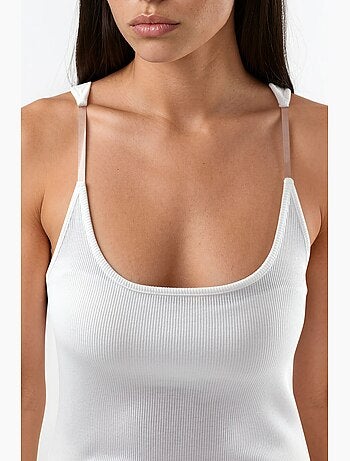 Fitted u collar knitted sleeveless tank top hiccup
