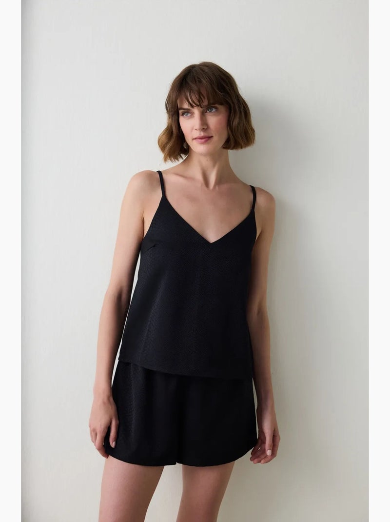 Fleur pantalón de pijama de satén penti Negro - Kiabi