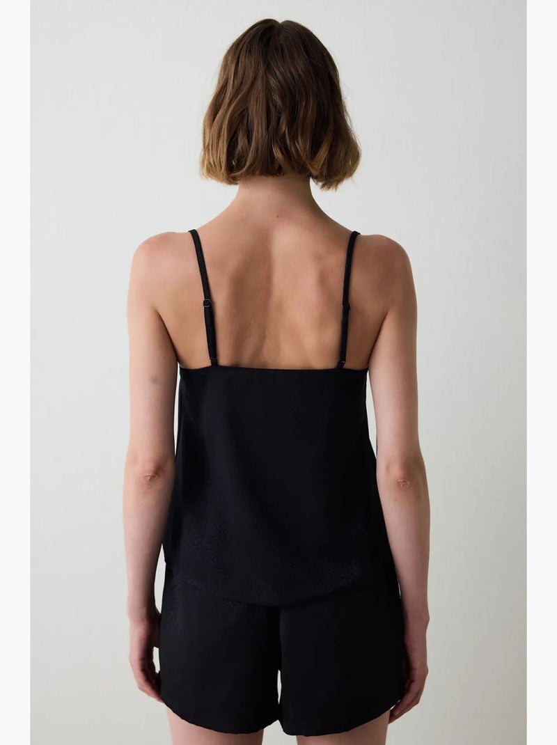Fleur pantalón de pijama de satén penti Negro - Kiabi