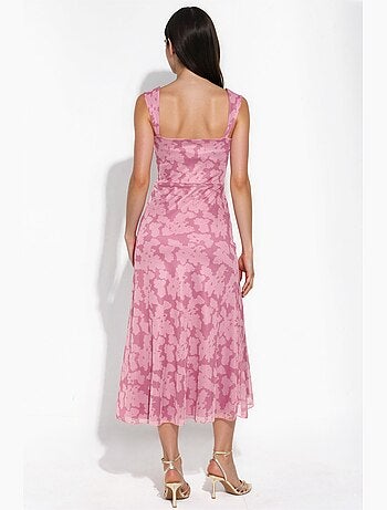 Floral a-line midi dress with square collar hiccup