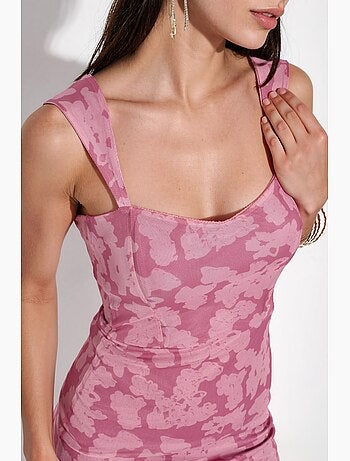 Floral a-line midi dress with square collar hiccup