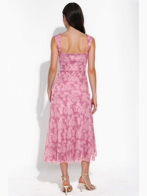 Floral a-line midi dress with square collar hiccup - Kiabi Floral a-line midi dress with square collar hiccup - Kiabi