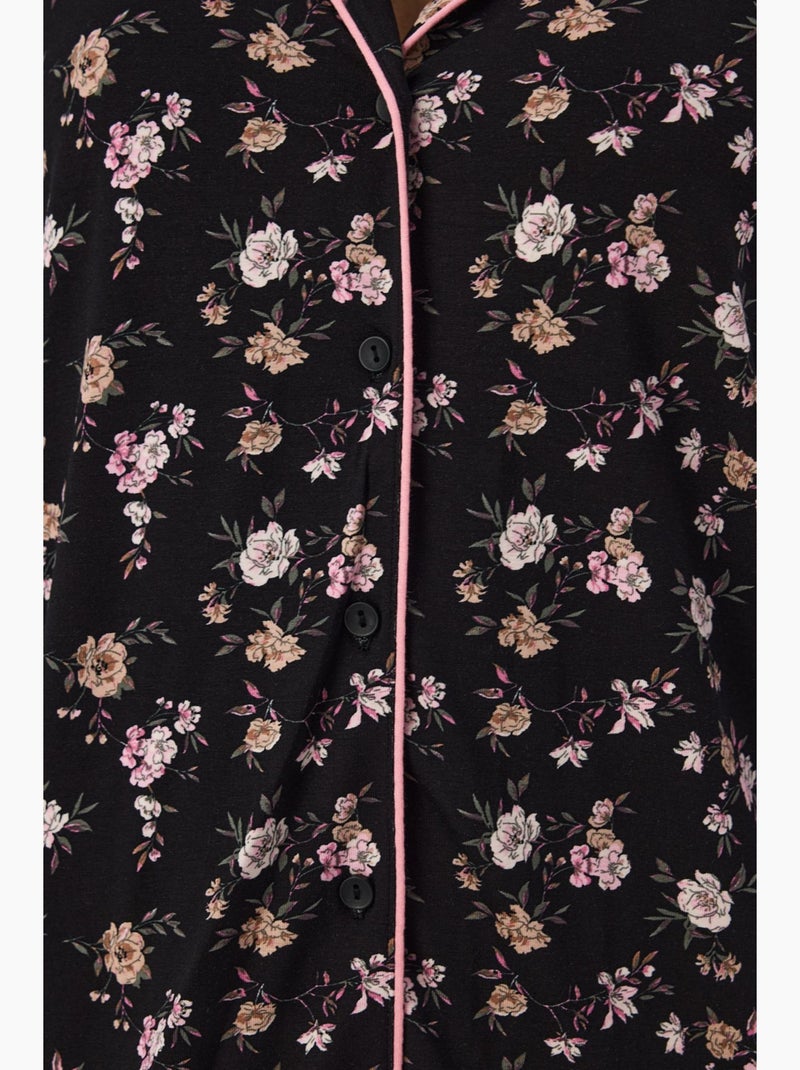 Floral dream conjunto de pijama con camisa y pantalón de manga larga penti Negro Blanco - Kiabi