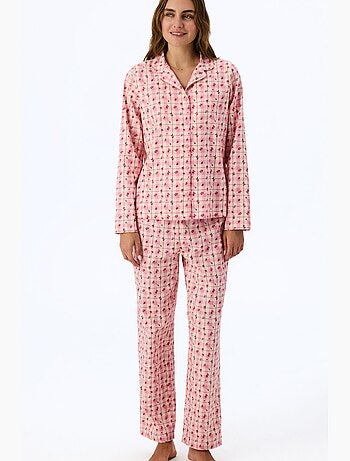 Floral garden conjunto de pijama de camisa y pantalón a cuadros, manga larga penti