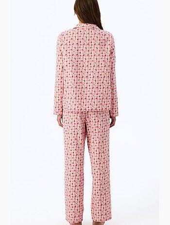 Floral garden conjunto de pijama de camisa y pantalón a cuadros, manga larga penti