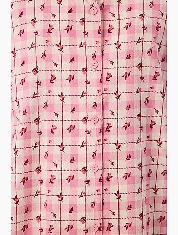 Floral garden conjunto de pijama de camisa y pantalón a cuadros, manga larga penti