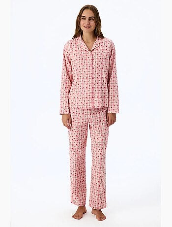Floral garden conjunto de pijama de camisa y pantalón a cuadros, manga larga penti