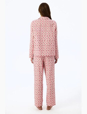 Floral garden conjunto de pijama de camisa y pantalón a cuadros, manga larga penti