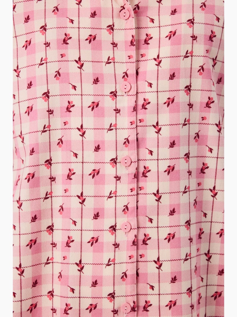 Floral garden conjunto de pijama de camisa y pantalón a cuadros, manga larga penti Rojo/Rosa - Kiabi