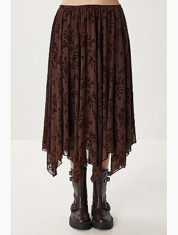 Floral high waist midi a-line skirt with belt istanbul