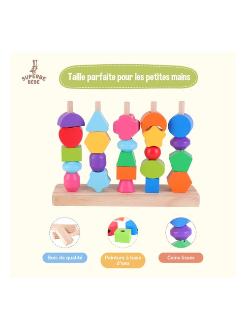 Formas de madera para apilar y clasificar - Juego educativo | SUPERBE BEBE - Kiabi Formas de madera para apilar y clasificar - Juego educativo | SUPERBE BEBE - Kiabi
