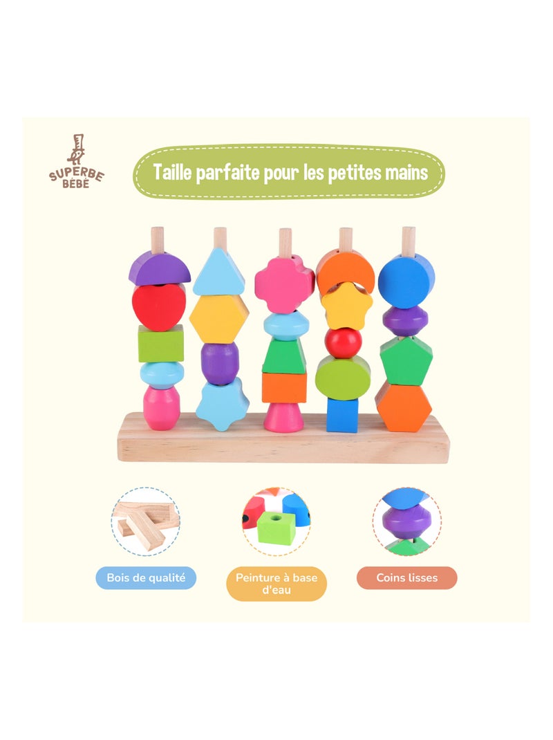 Formas de madera para apilar y clasificar - Juego educativo | SUPERBE BEBE N/D - Kiabi