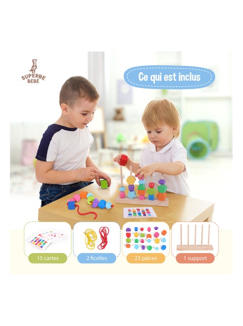 Formas de madera para apilar y clasificar - Juego educativo | SUPERBE BEBE - Kiabi Formas de madera para apilar y clasificar - Juego educativo | SUPERBE BEBE - Kiabi