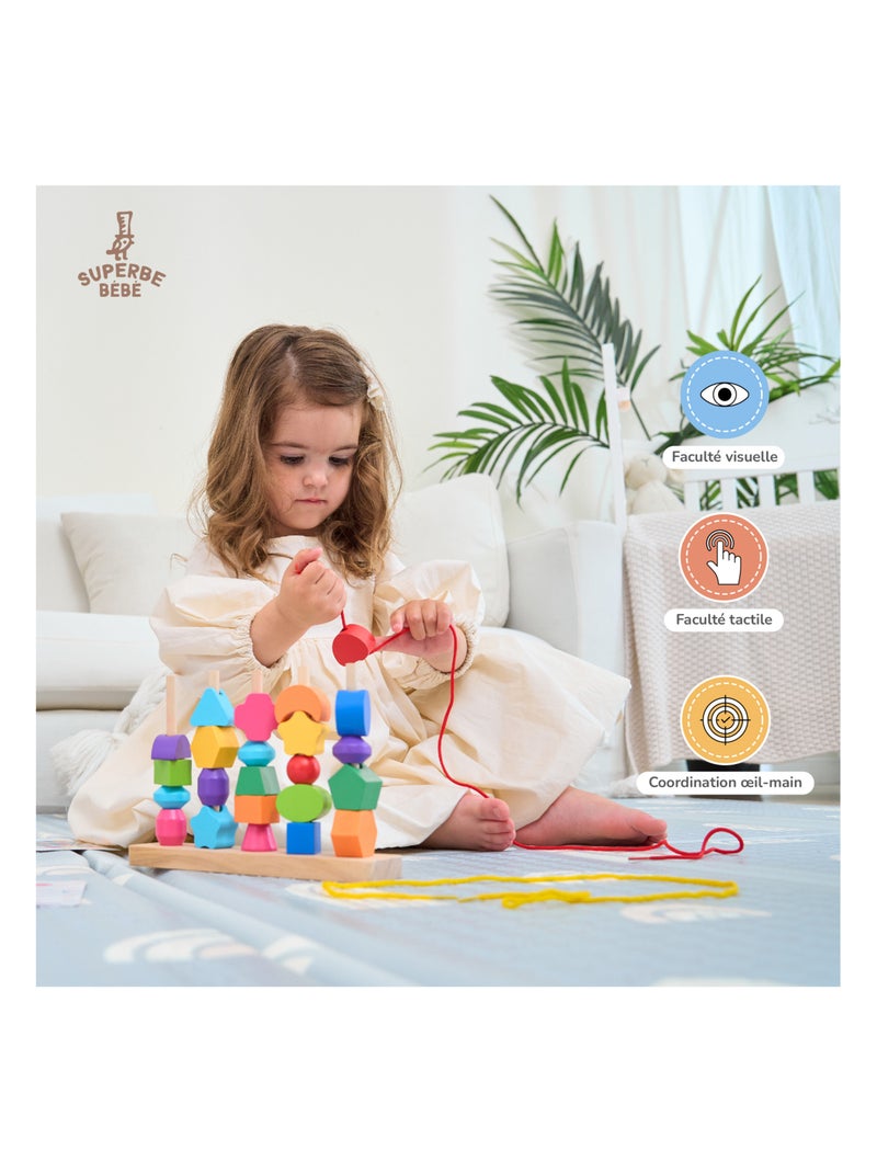 Formas de madera para apilar y clasificar - Juego educativo | SUPERBE BEBE N/D - Kiabi