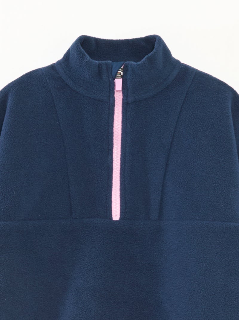 Forro polar con cuello camionero y ribete Azul - Kiabi