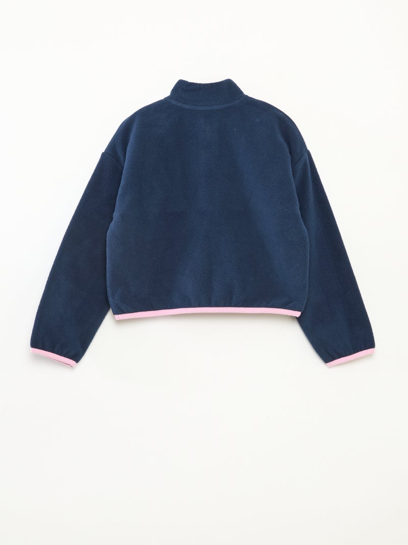 Forro polar con cuello camionero y ribete Azul - Kiabi