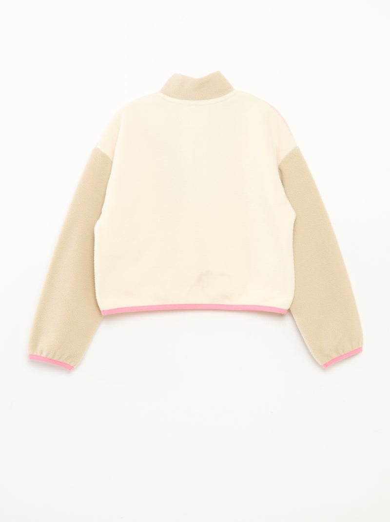 Forro polar con cuello camionero y ribete Beige - Kiabi