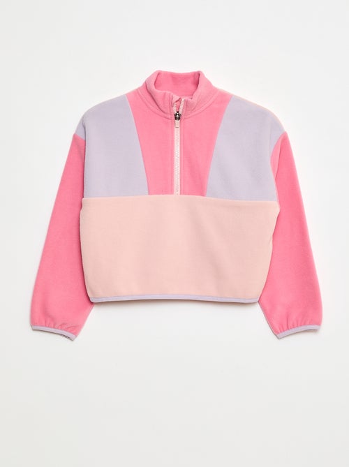 Forro polar con cuello camionero y ribete - Kiabi