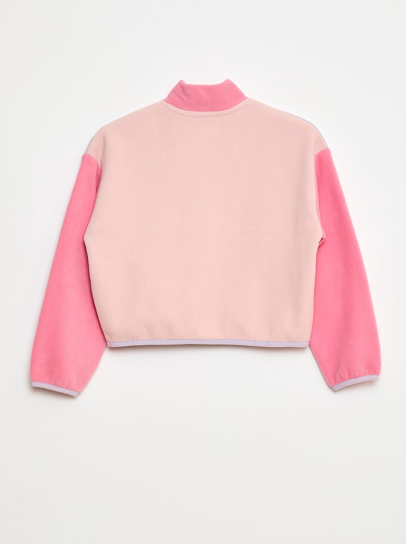 Forro polar con cuello camionero y ribete Rosa - Kiabi