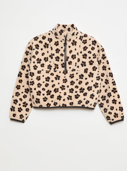 Forro polar con cuello chimenea y ribete - Kiabi