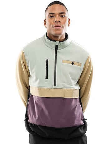 Forro polar media cremallera hombre hombre vinicunca olive