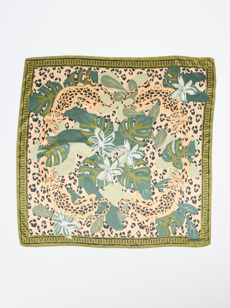 Foulard cuadrado grande con estampados Verde - Kiabi