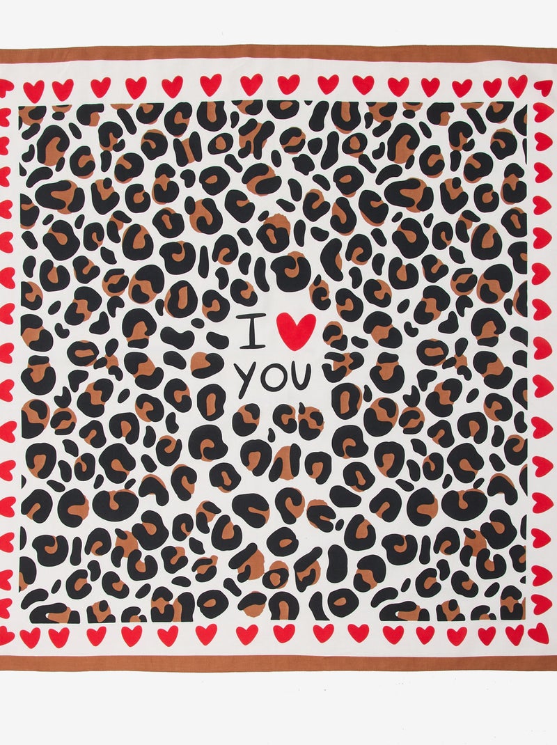 Foulard estampado fantasía (100x100 cm) 'Agathe Sorlet x Kiabi' - San Valentín Blanco - Kiabi