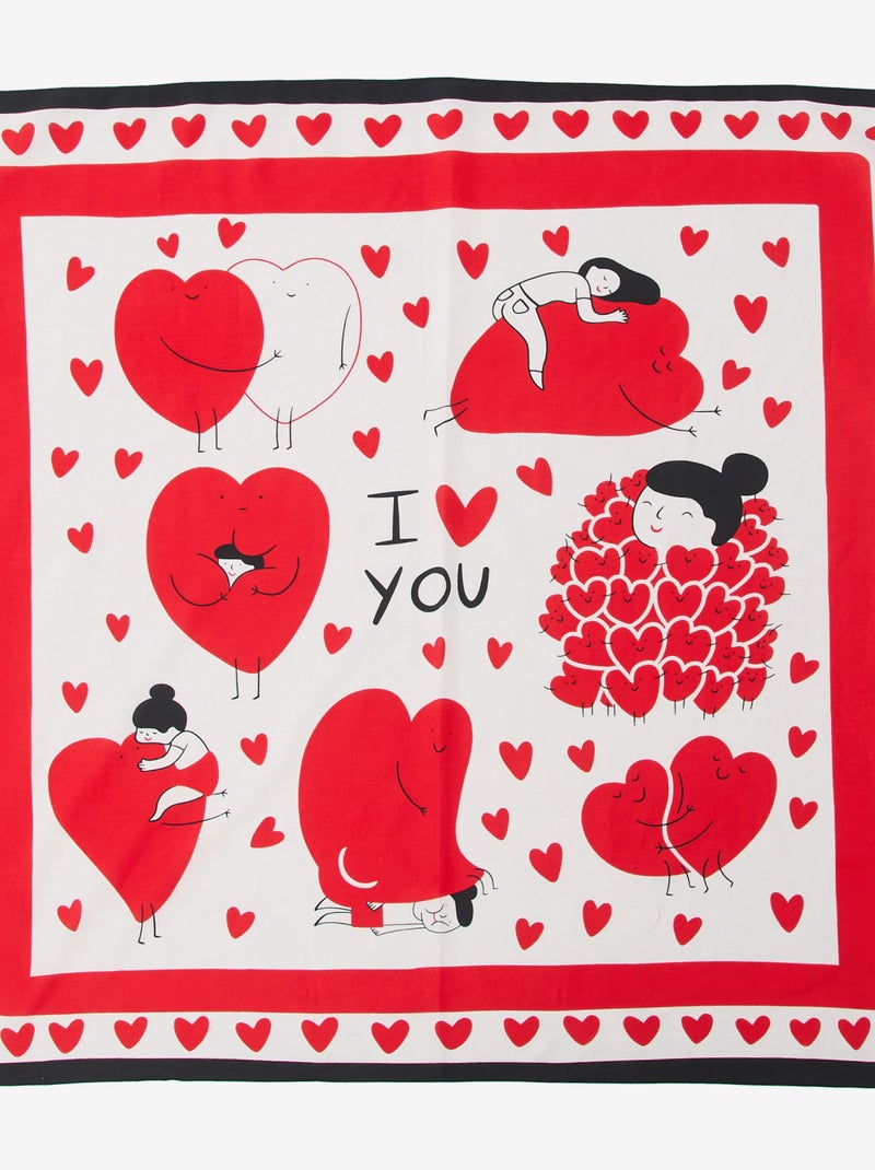 Foulard estampado fantasía (100x100 cm) 'Agathe Sorlet x Kiabi' - San Valentín Blanco - Kiabi