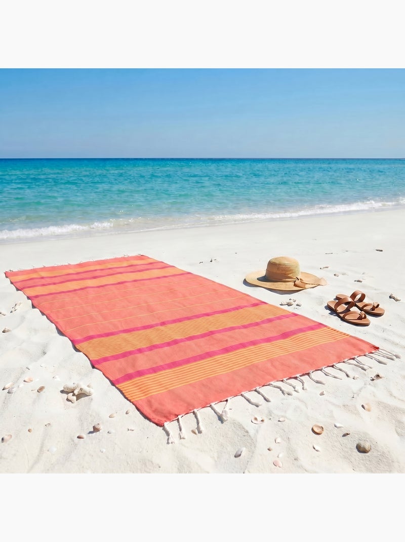Fouta de algodón reciclado | Reva Naranja coral - Kiabi