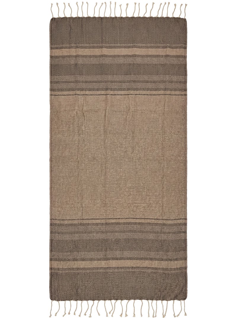 Fouta de lujo jacquard ojo de pájaro algodón reciclado | Reva Beige - Kiabi