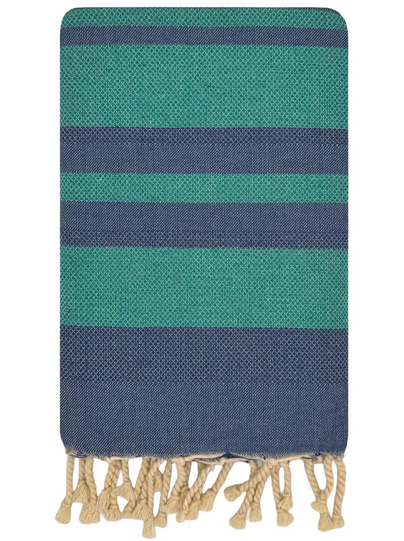 Fouta de playa jacquard en algodón reciclado | Reva Azul oscuro - Kiabi