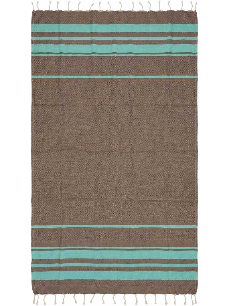 Fouta de playa jacquard en algodón reciclado | Reva Marrón chocolate - Kiabi