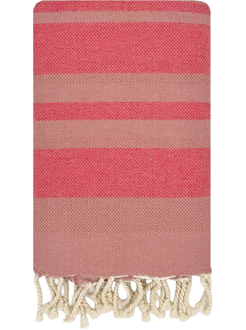 Fouta de playa jacquard en algodón reciclado | Reva Rosa salmón - Kiabi