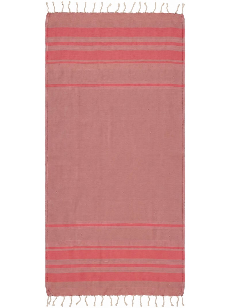 Fouta de playa jacquard en algodón reciclado | Reva Rosa salmón - Kiabi