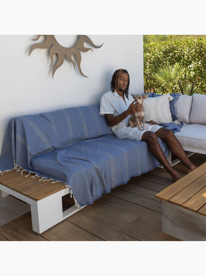 Fouta gigante algodón reciclado | Reva Azul vaquero - Kiabi