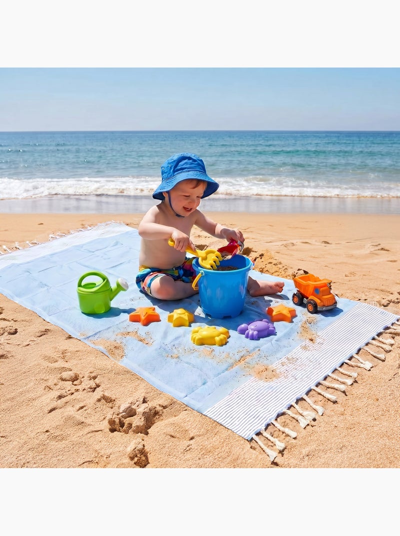 Fouta infantil toalla de playa algodón reciclado | Reva Azul cielo - Kiabi
