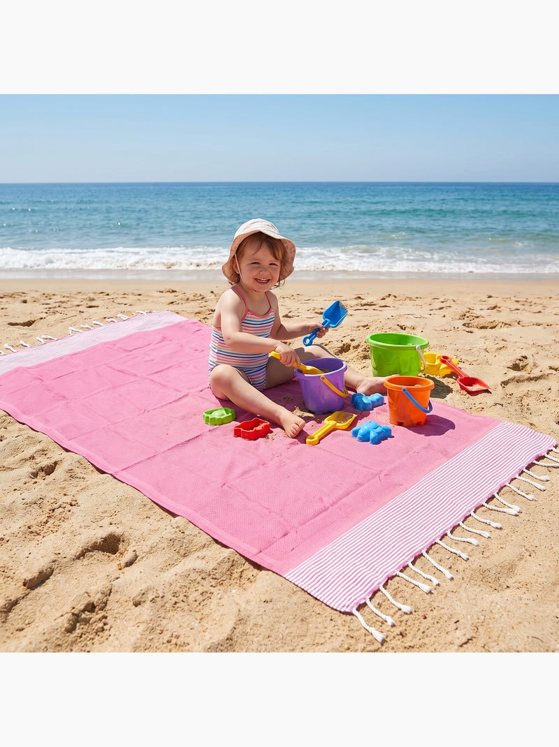 Fouta infantil toalla de playa algodón reciclado | Reva Rosa claro - Kiabi