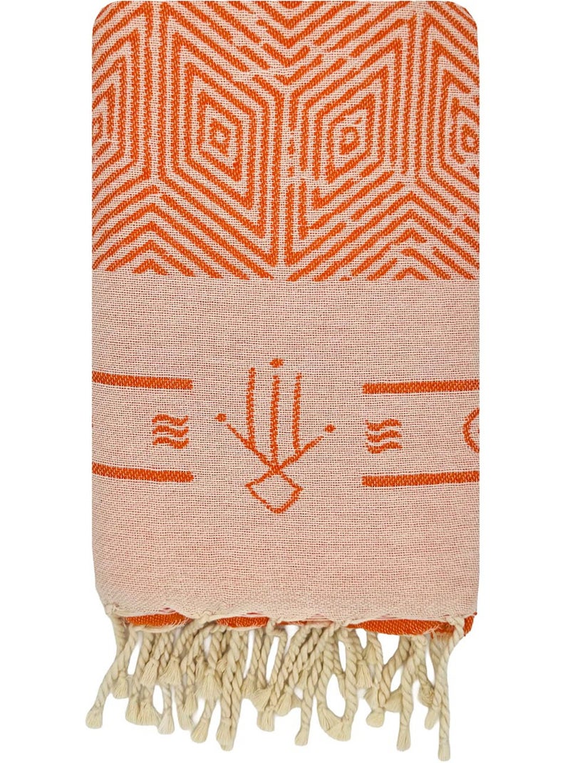 Fouta reversible en algodón reciclado | Reva Naranja - Kiabi