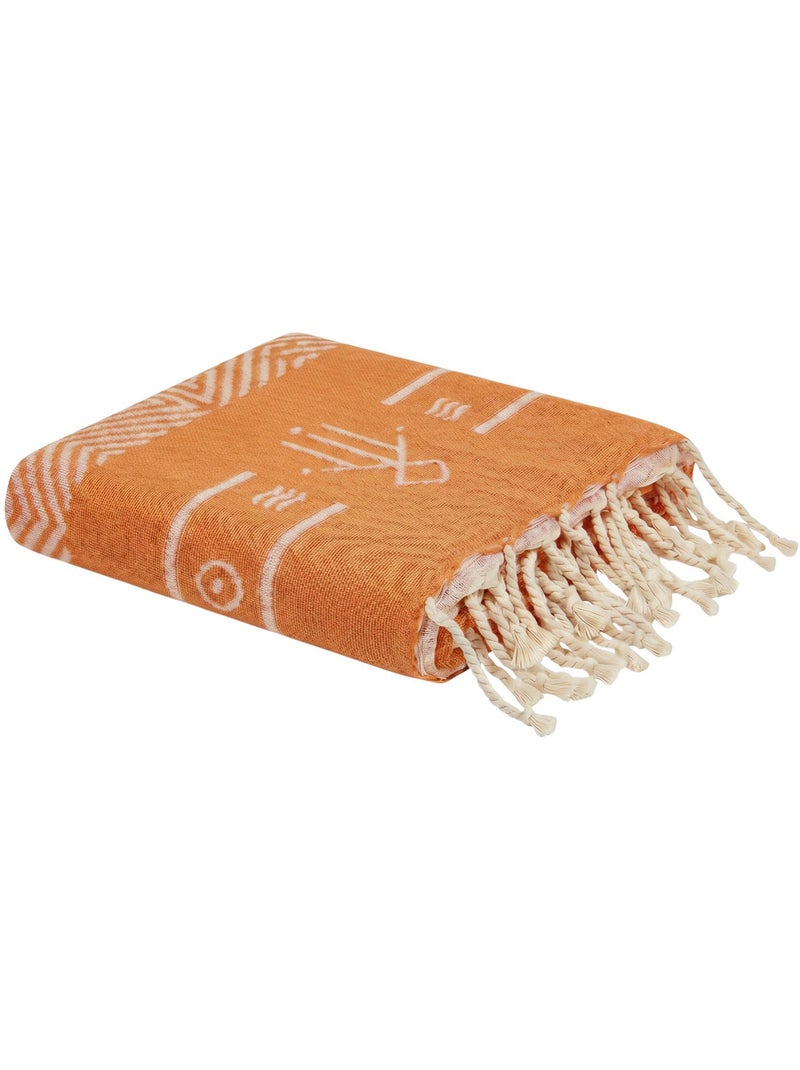 Fouta reversible en algodón reciclado | Reva Naranja - Kiabi