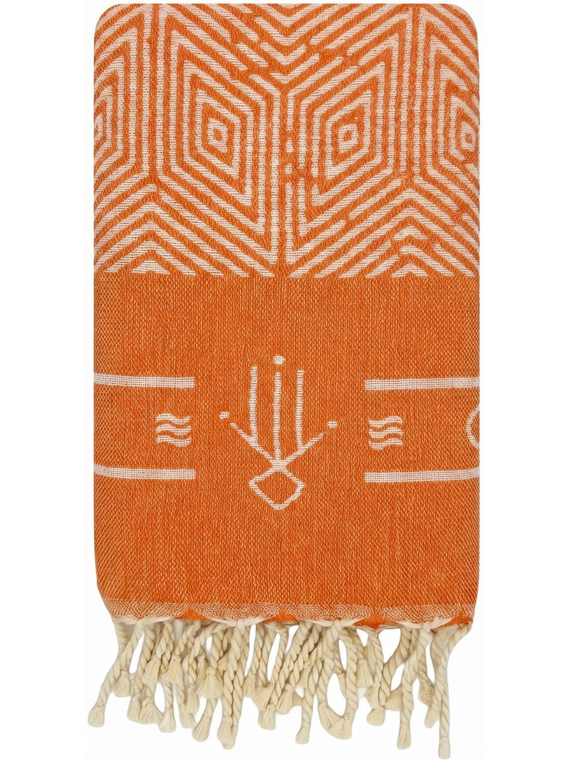 Fouta reversible en algodón reciclado | Reva Naranja - Kiabi