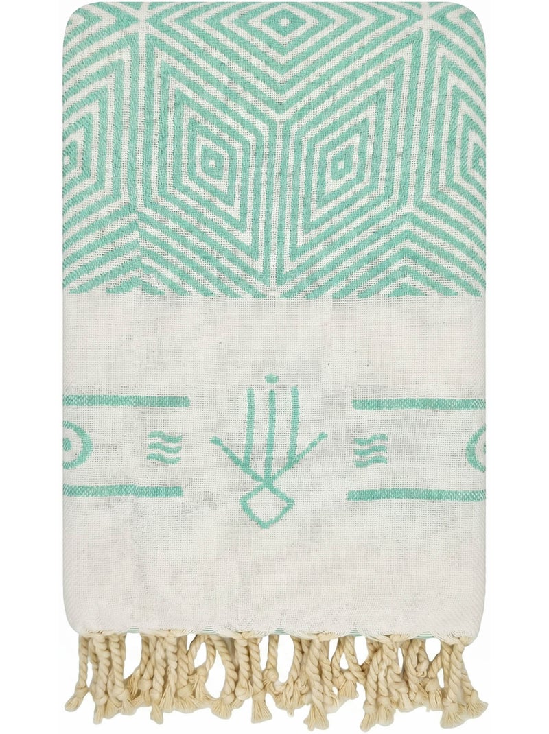 Fouta reversible en algodón reciclado | Reva Turquesa - Kiabi