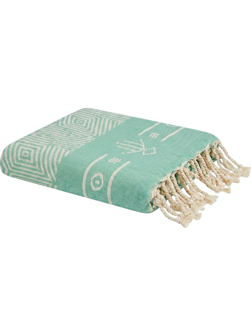 Fouta reversible en algodón reciclado | Reva Turquesa - Kiabi