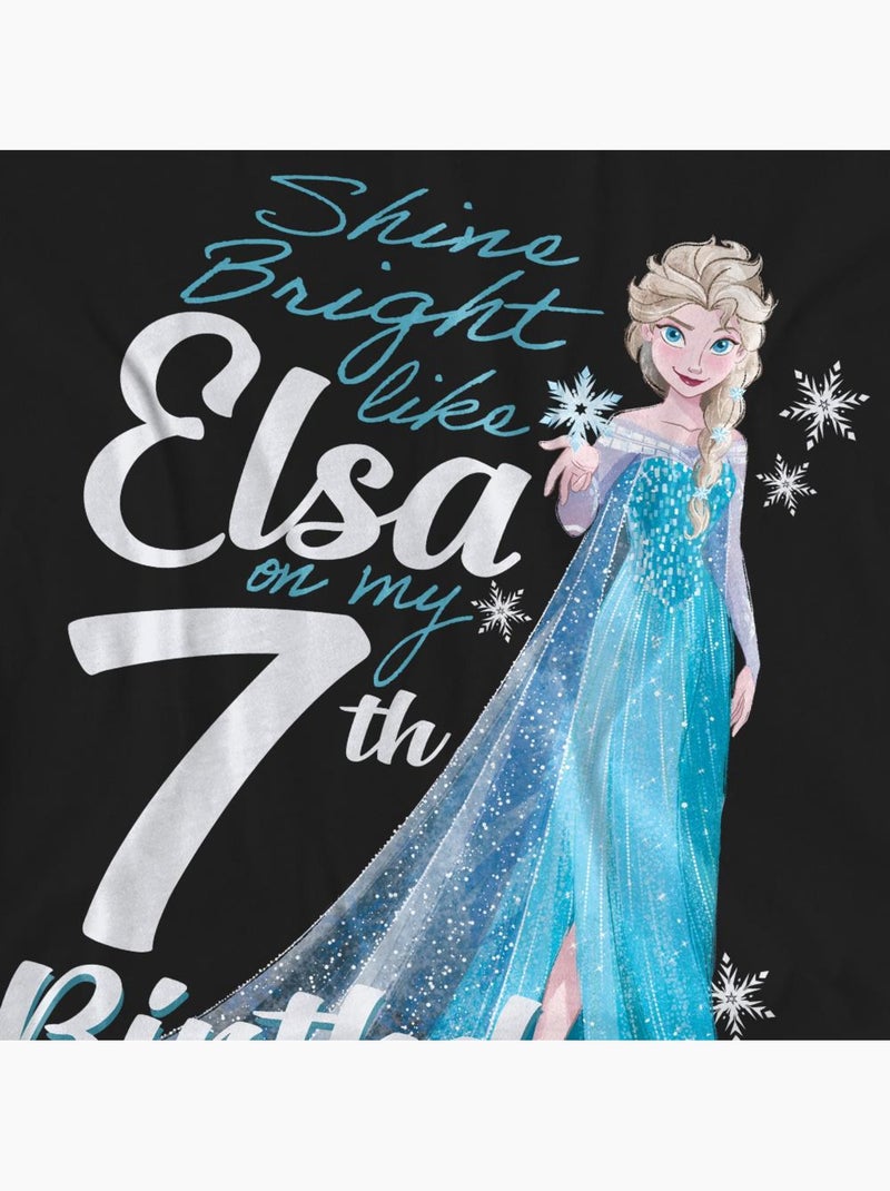 Frozen - Camiseta Bright Like Elsa 7 Cumpleaños para Adultos Unisex Negro - Kiabi